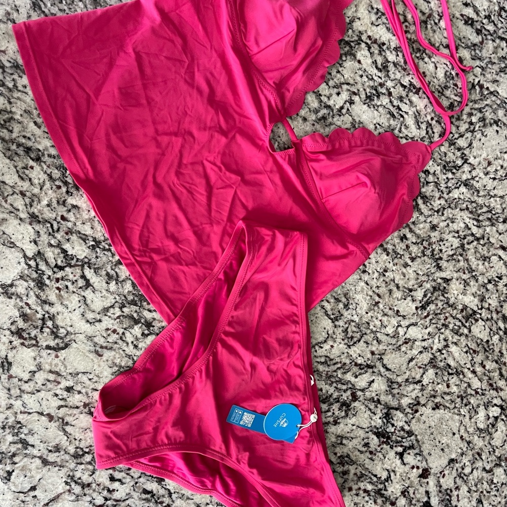 Cupshe brand new hot pink 2 piece tankini swim suit large